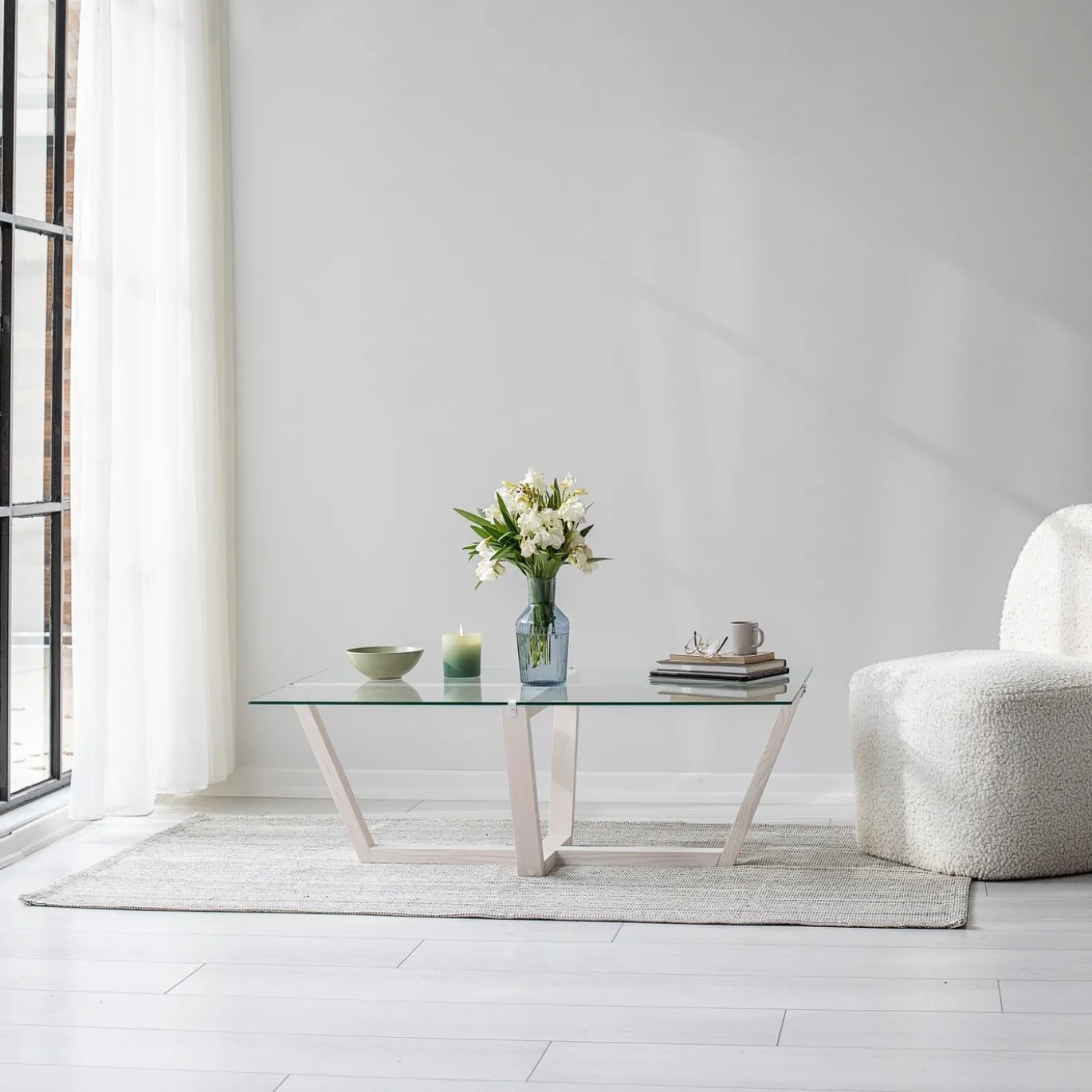 Salontafel Amalfi Glas/Wit 105cm