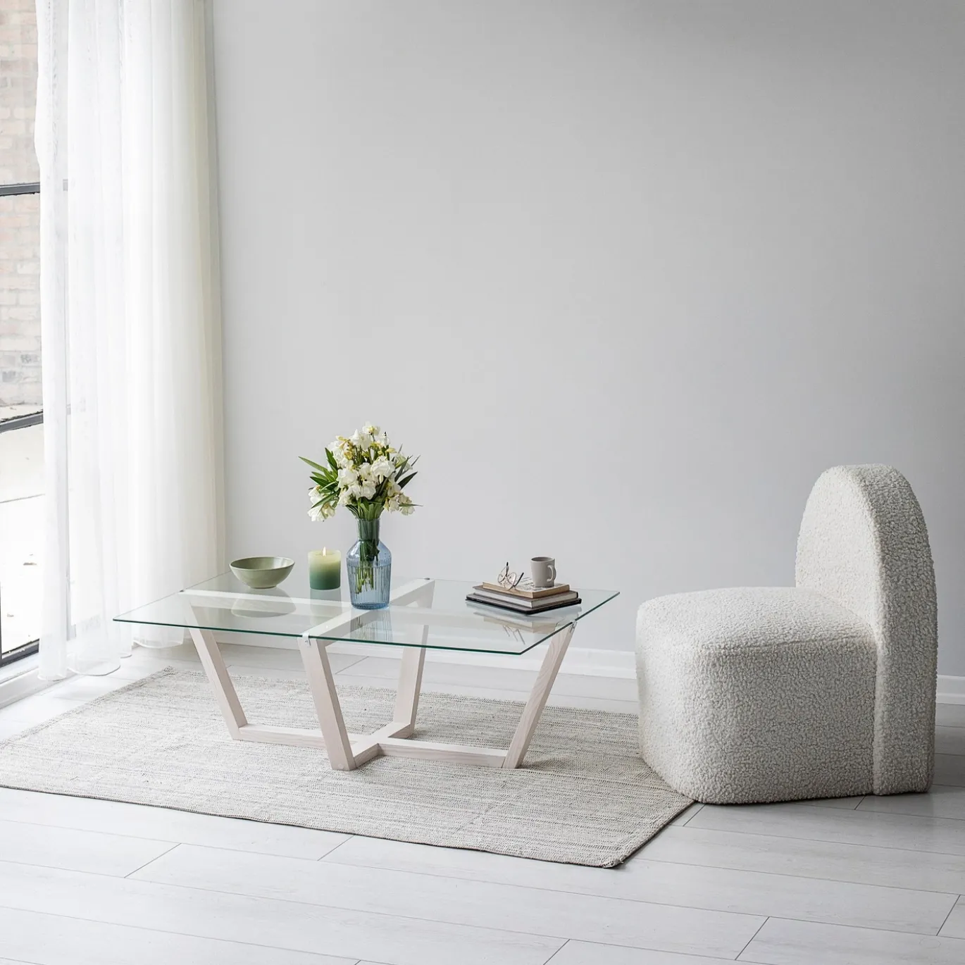 Salontafel Amalfi Glas/Wit 105cm