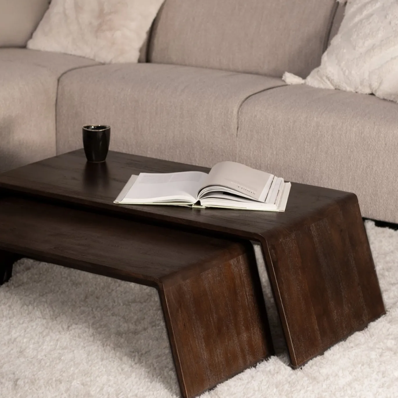 Salontafel Amaya Donkerbruin (set van 2) - Giga Meubel