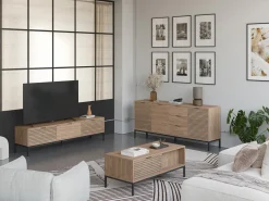 Salontafel Ariel 2L Naturel met Metaal - Giga Meubel
