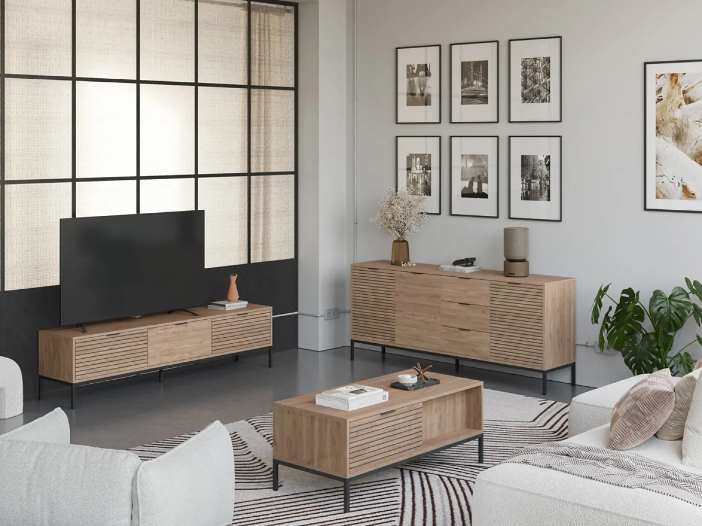 Salontafel Ariel 2L Naturel met Metaal - Giga Meubel