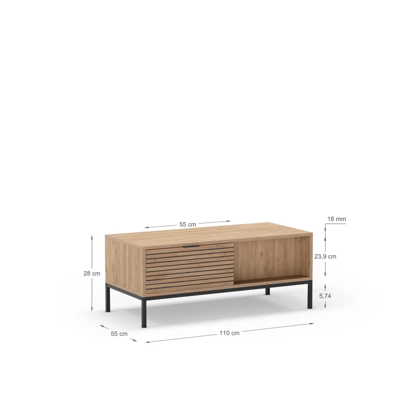 Salontafel Ariel 2L Naturel met Metaal - Giga Meubel