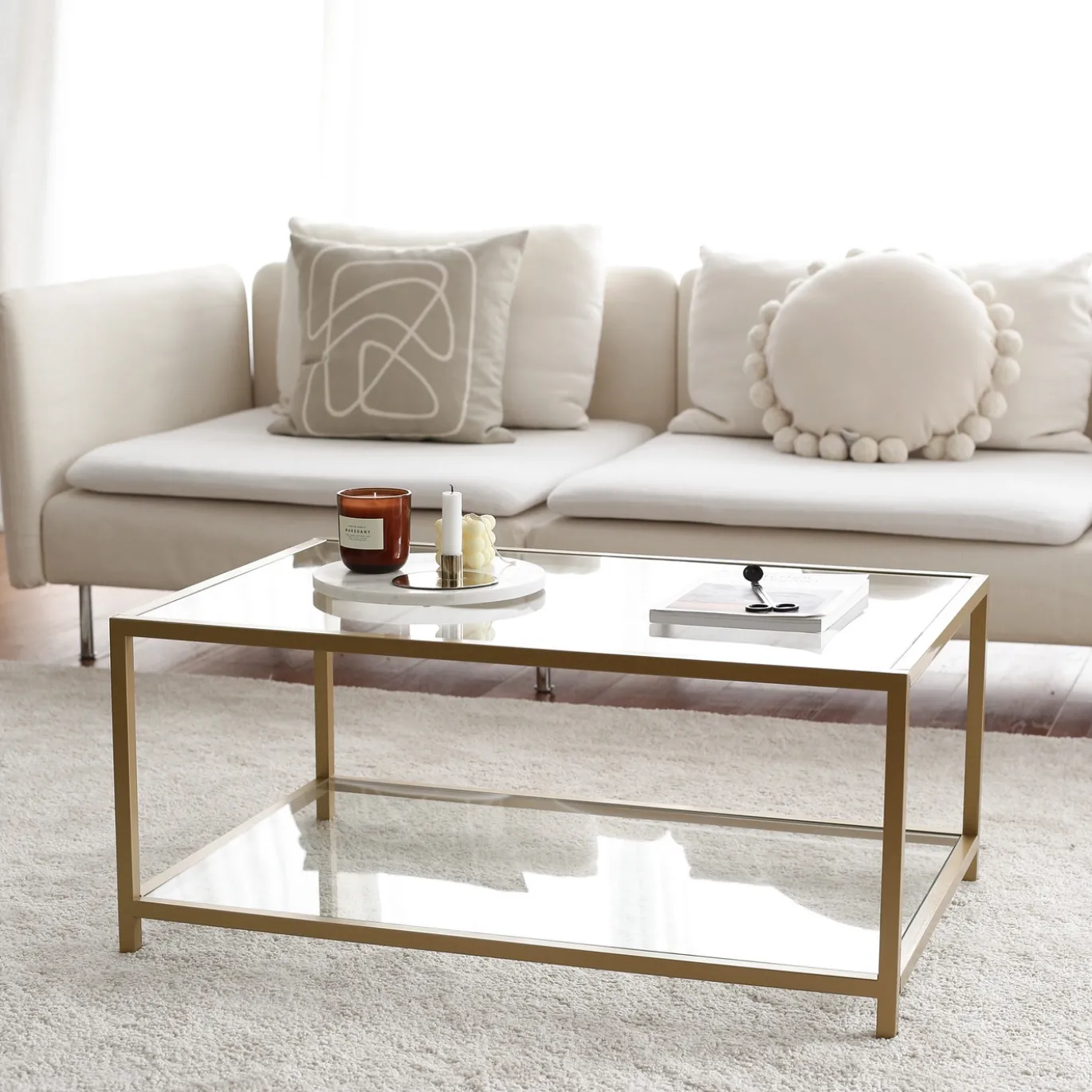 Salontafel Astro Goud/Glas 90cm