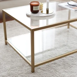 Salontafel Astro Goud/Glas 90cm