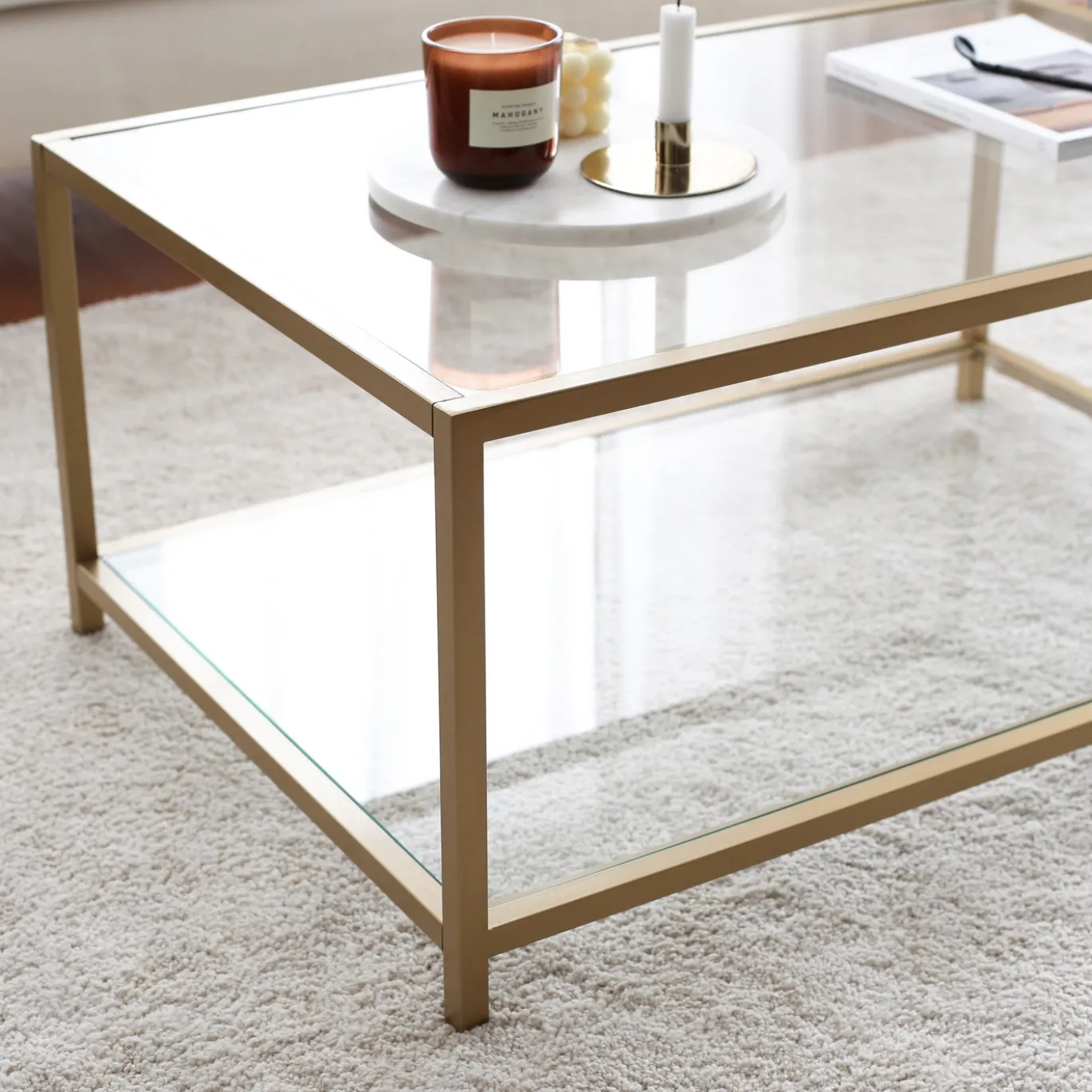 Salontafel Astro Goud/Glas 90cm