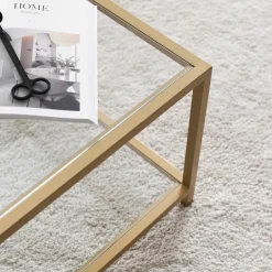 Salontafel Astro Goud/Glas 90cm
