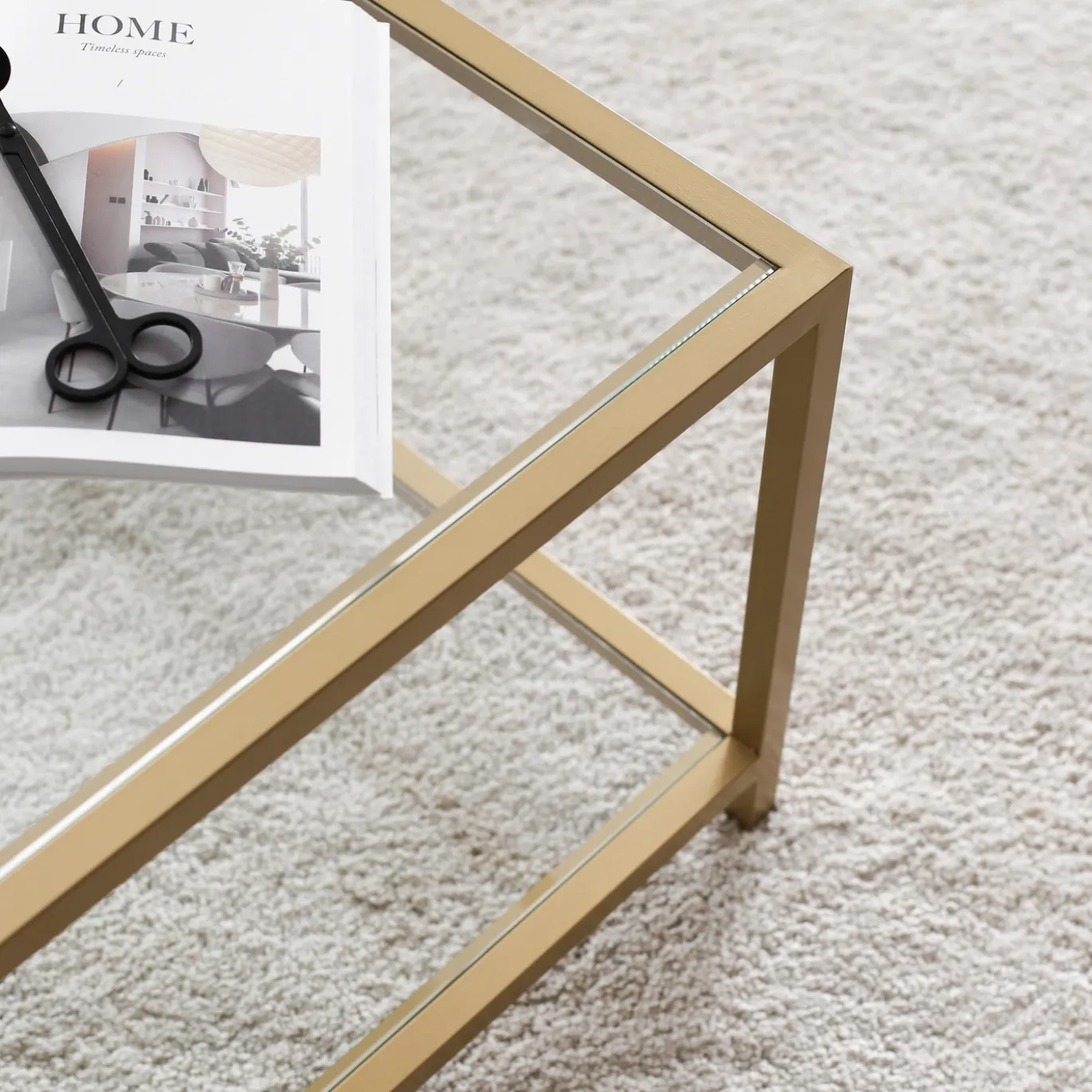 Salontafel Astro Goud/Glas 90cm