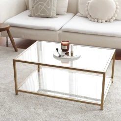 Salontafel Astro Goud/Glas 90cm