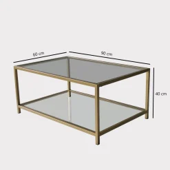 Salontafel Astro Goud/Glas 90cm
