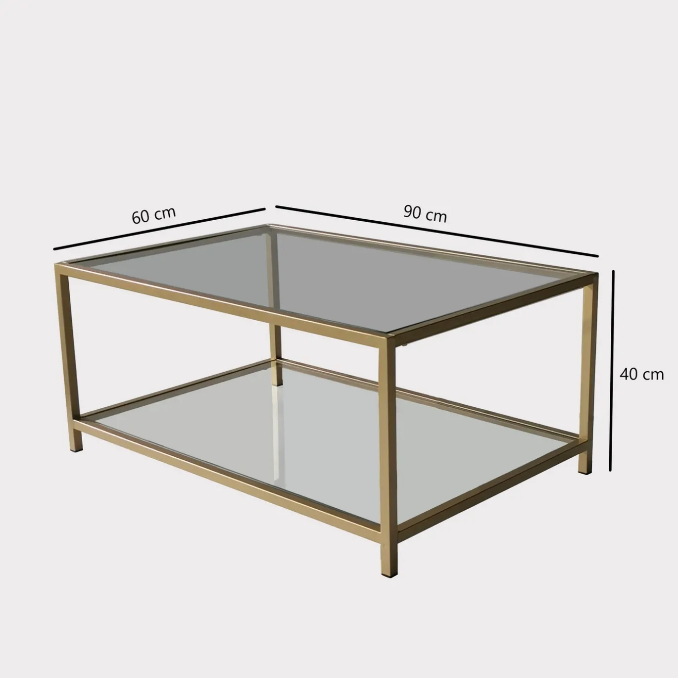 Salontafel Astro Goud/Glas 90cm