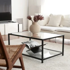 Salontafel Astro Zwart/Glas 90cm
