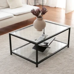 Salontafel Astro Zwart/Glas 90cm