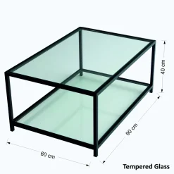 Salontafel Astro Zwart/Glas 90cm