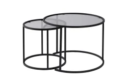 Salontafel Aurum Ø60/Ø42cm Zwart/Smoke Set van 2