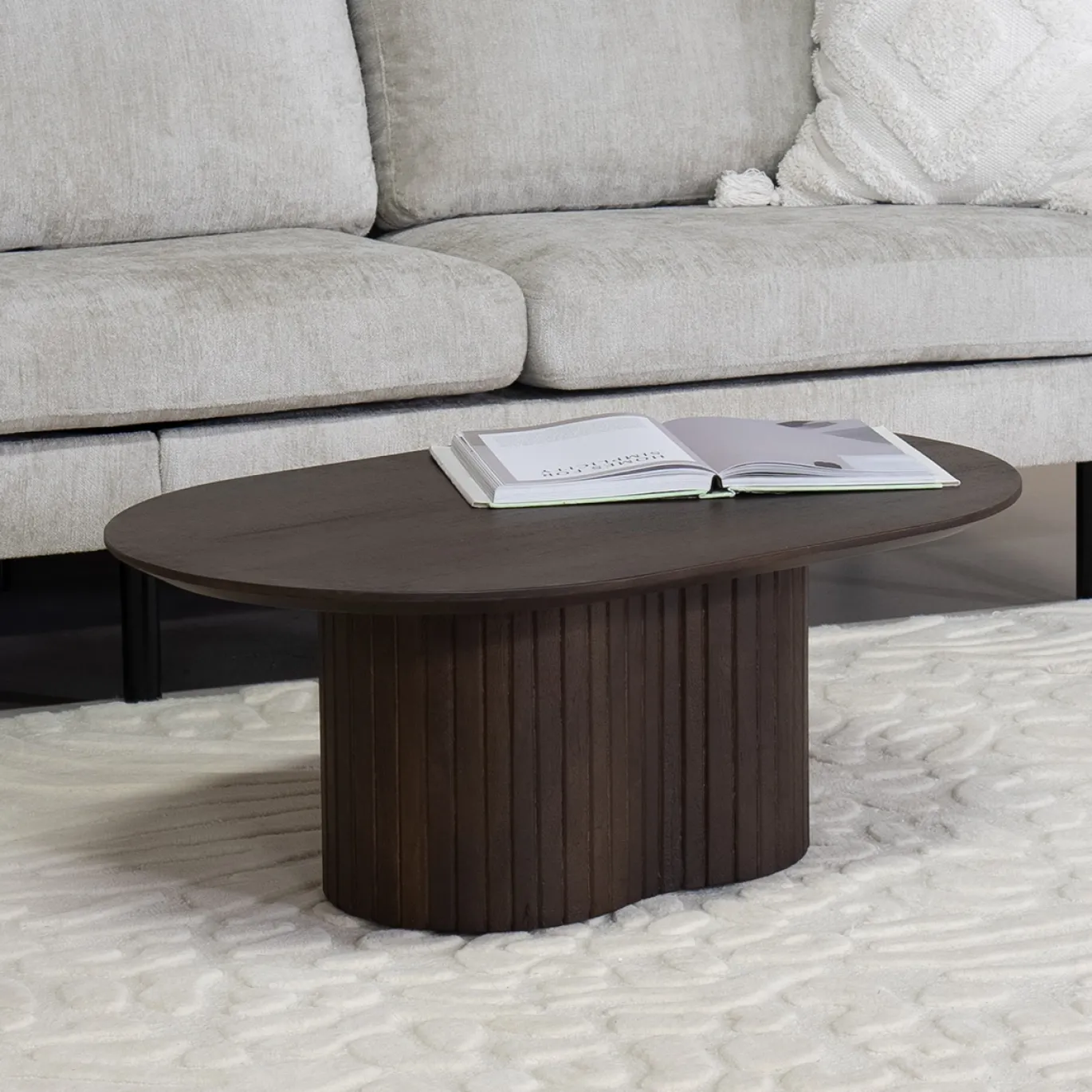 Salontafel Ava Ovaal Walnoot 90cm - Giga Meubel
