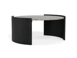 Salontafel Avery Marmer Grijs Zwart Ø95cm - Giga Living
