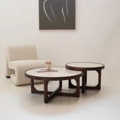 Salontafel Ayase Marmer Donkerbruin Set van 2 - Giga Meubel