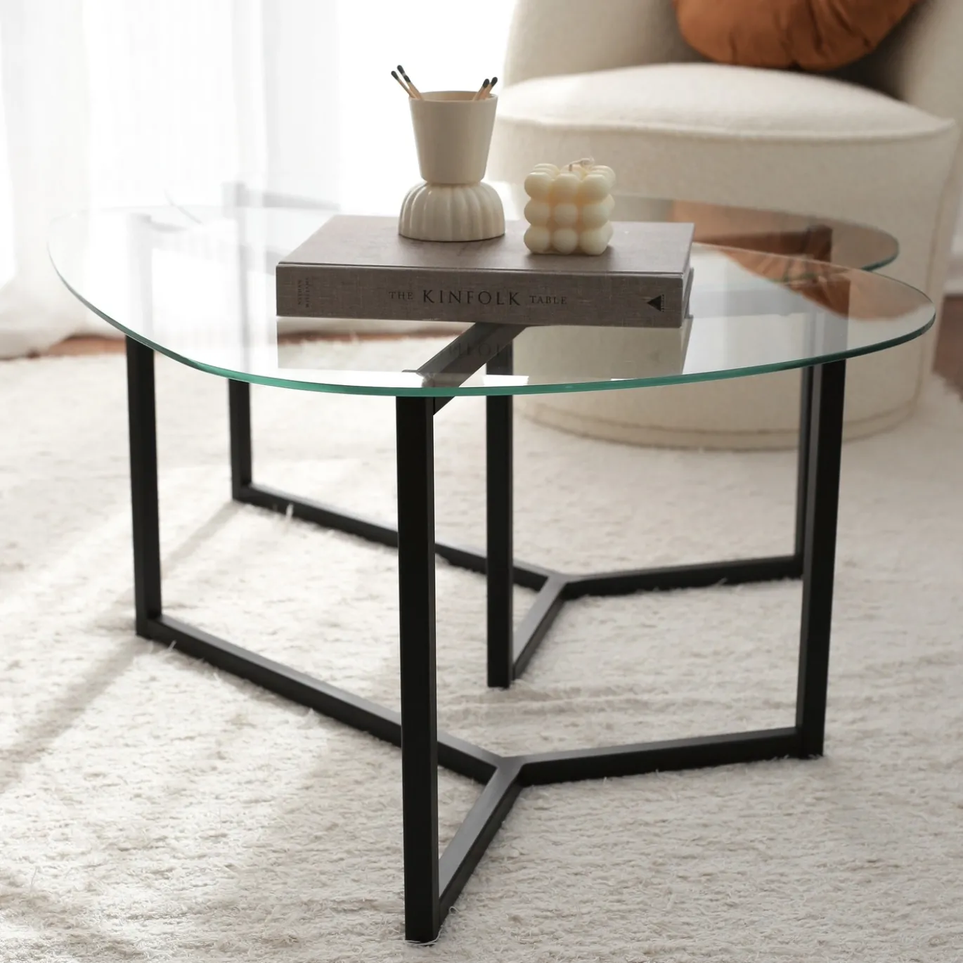 Salontafel Bellisimo Glas/Zwart Set van 2