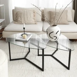 Salontafel Bellisimo Glas/Zwart Set van 2