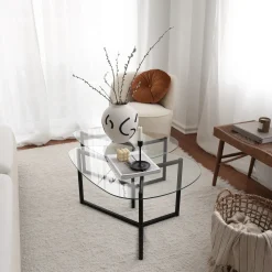 Salontafel Bellisimo Glas/Zwart Set van 2