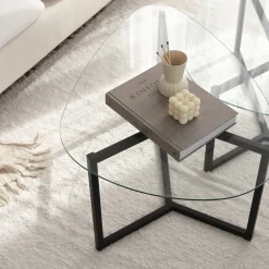 Salontafel Bellisimo Glas/Zwart Set van 2