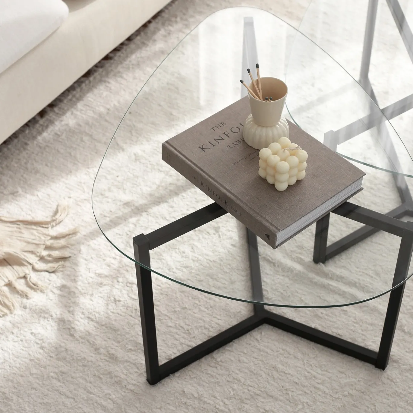 Salontafel Bellisimo Glas/Zwart Set van 2