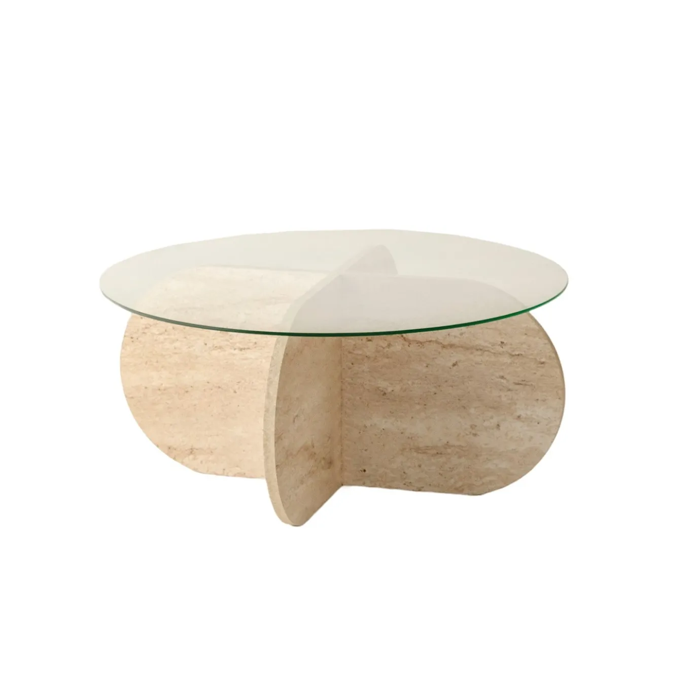 Salontafel Bubble Glas/Travertinlook Ø75cm