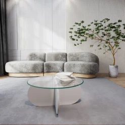 Salontafel Bubble Glas/Wit Ø75cm