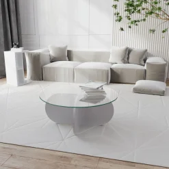 Salontafel Bubble Glas/Wit Ø75cm