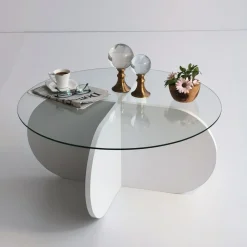 Salontafel Bubble Glas/Wit Ø75cm