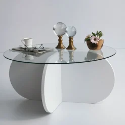 Salontafel Bubble Glas/Wit Ø75cm