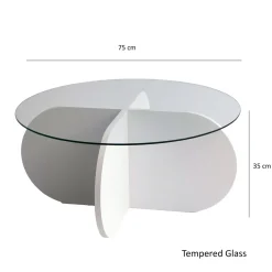 Salontafel Bubble Glas/Wit Ø75cm