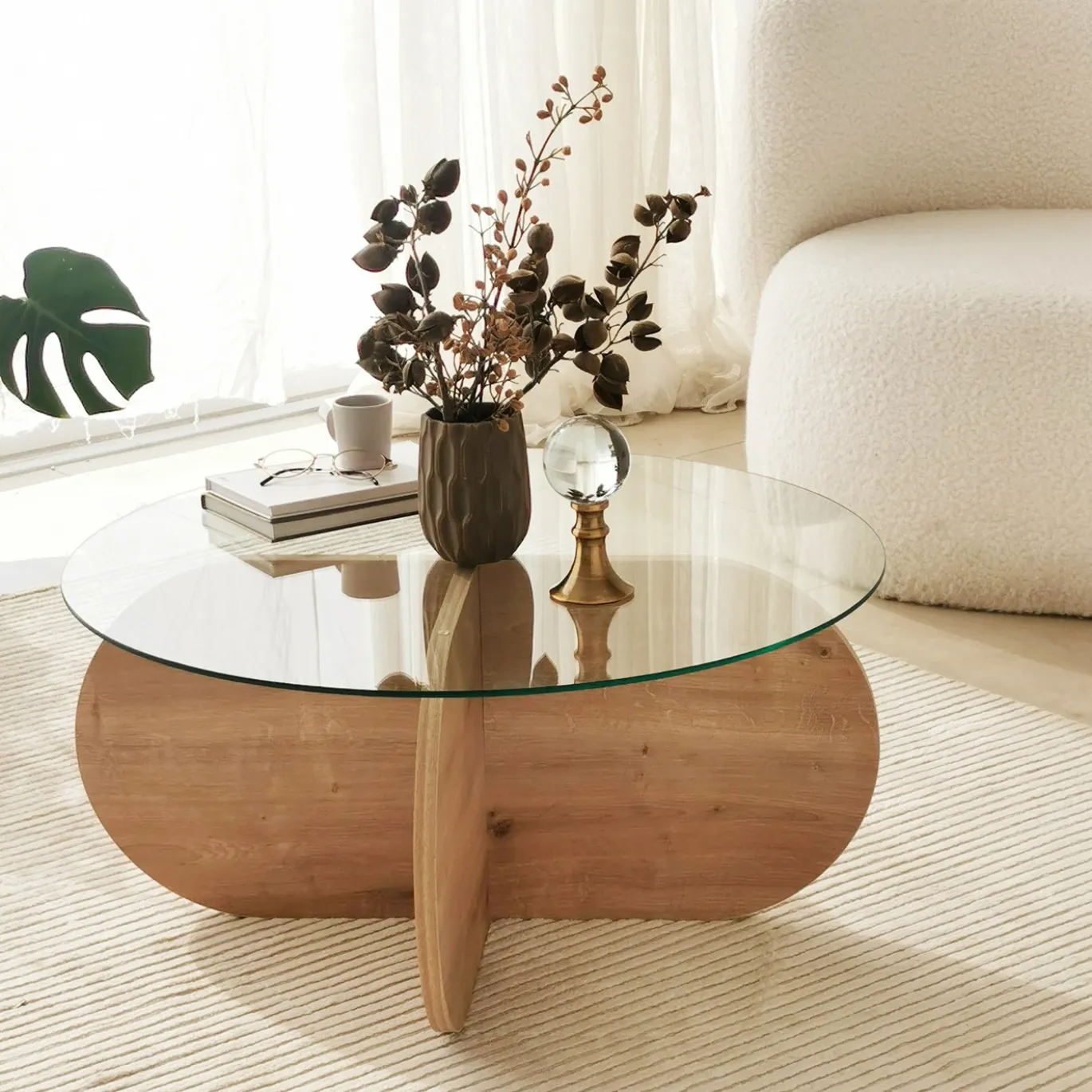 Salontafel Bubble Naturel/Glas