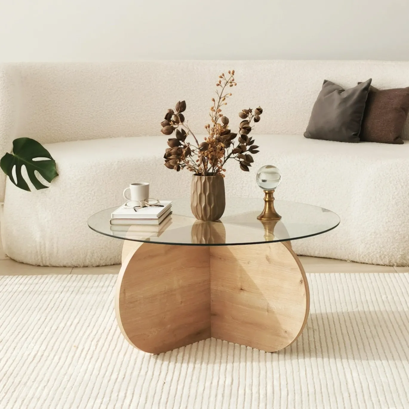 Salontafel Bubble Naturel/Glas