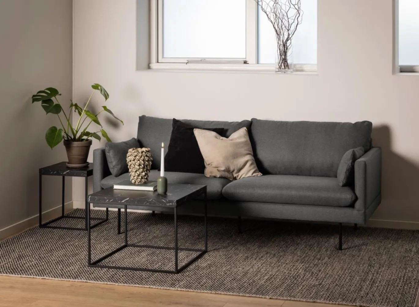 Salontafel Calen Marmer Zwart 40x40cm - Giga Living