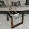 Salontafel Cam Block Glas/Walnoot