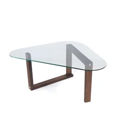 Salontafel Cam Block Glas/Walnoot
