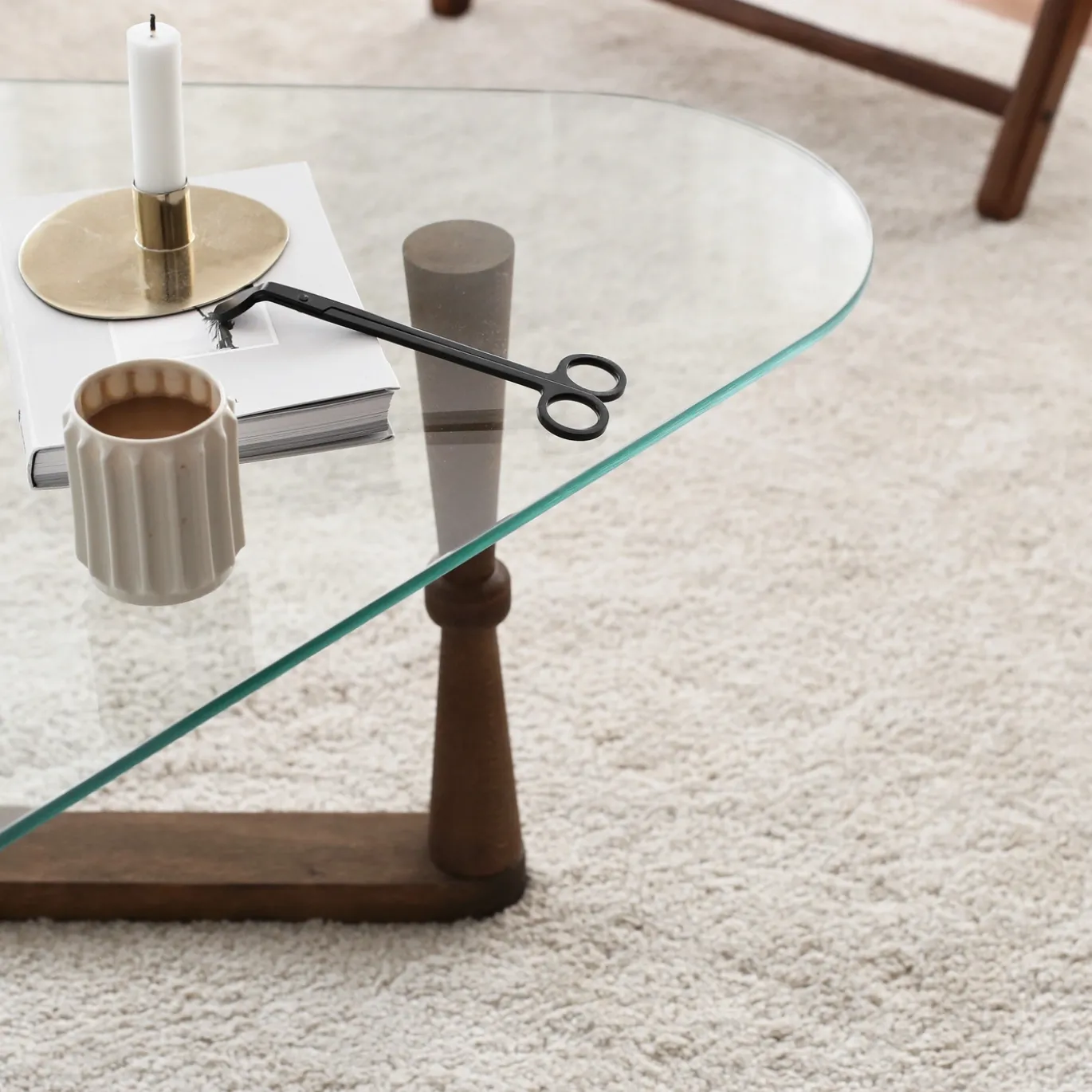 Salontafel Cam Cone Glas/Walnoot