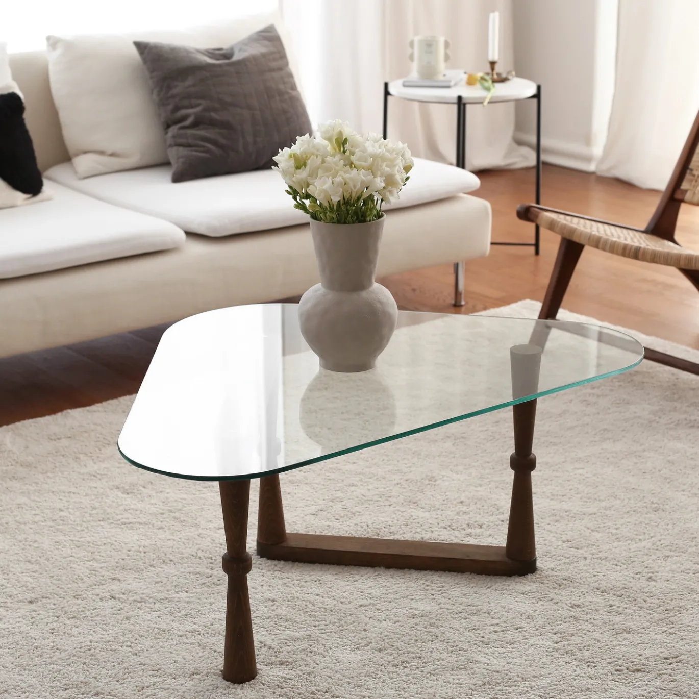 Salontafel Cam Cone Glas/Walnoot