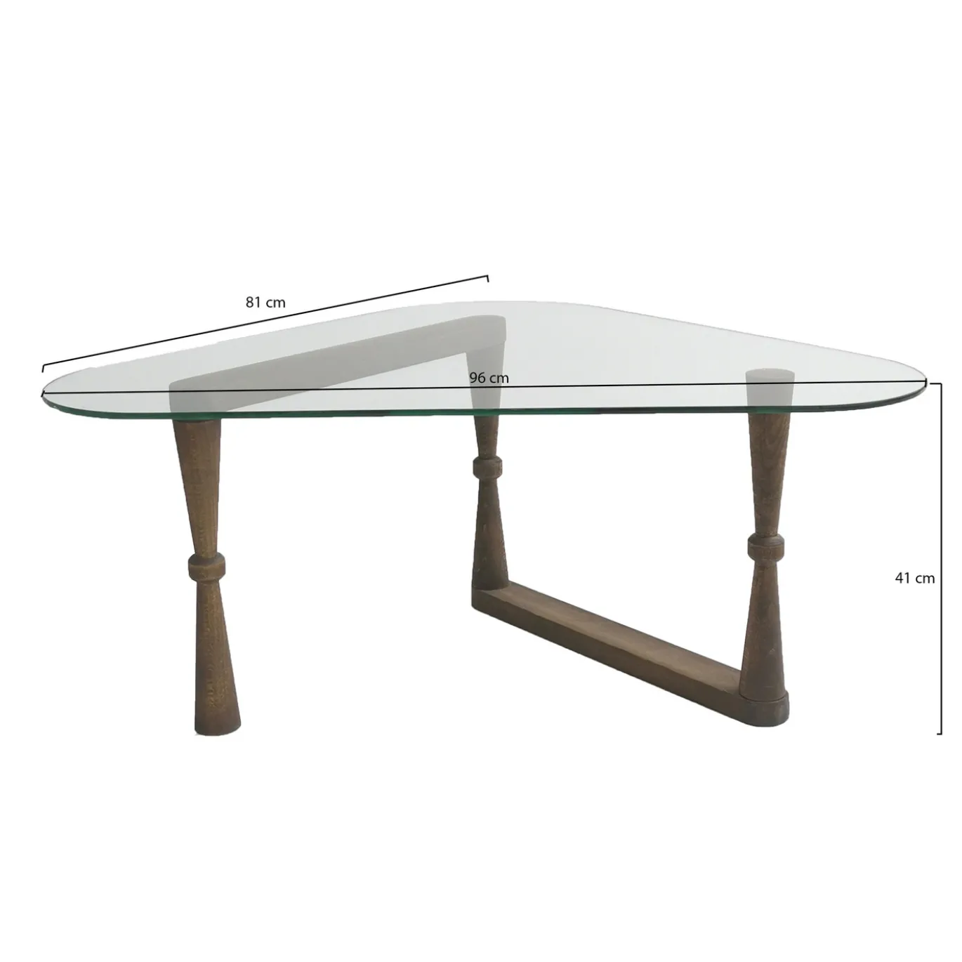 Salontafel Cam Cone Glas/Walnoot