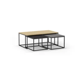 Salontafel Camelia Set van 3 Eiken/retro Grijs/silky Zwart - Giga Meubel