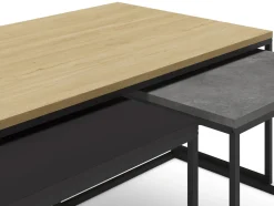 Salontafel Camelia Set van 3 Eiken/retro Grijs/silky Zwart - Giga Meubel