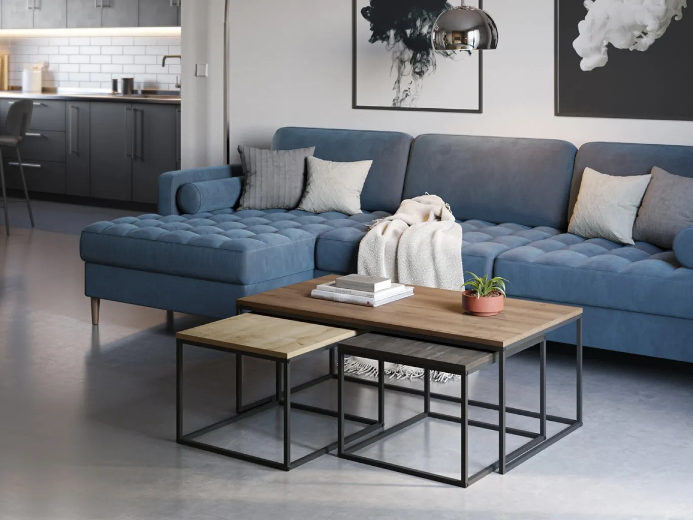 Salontafel Camelia Set van 3 Walnoot-eiken Donkerbruin - Giga Meubel
