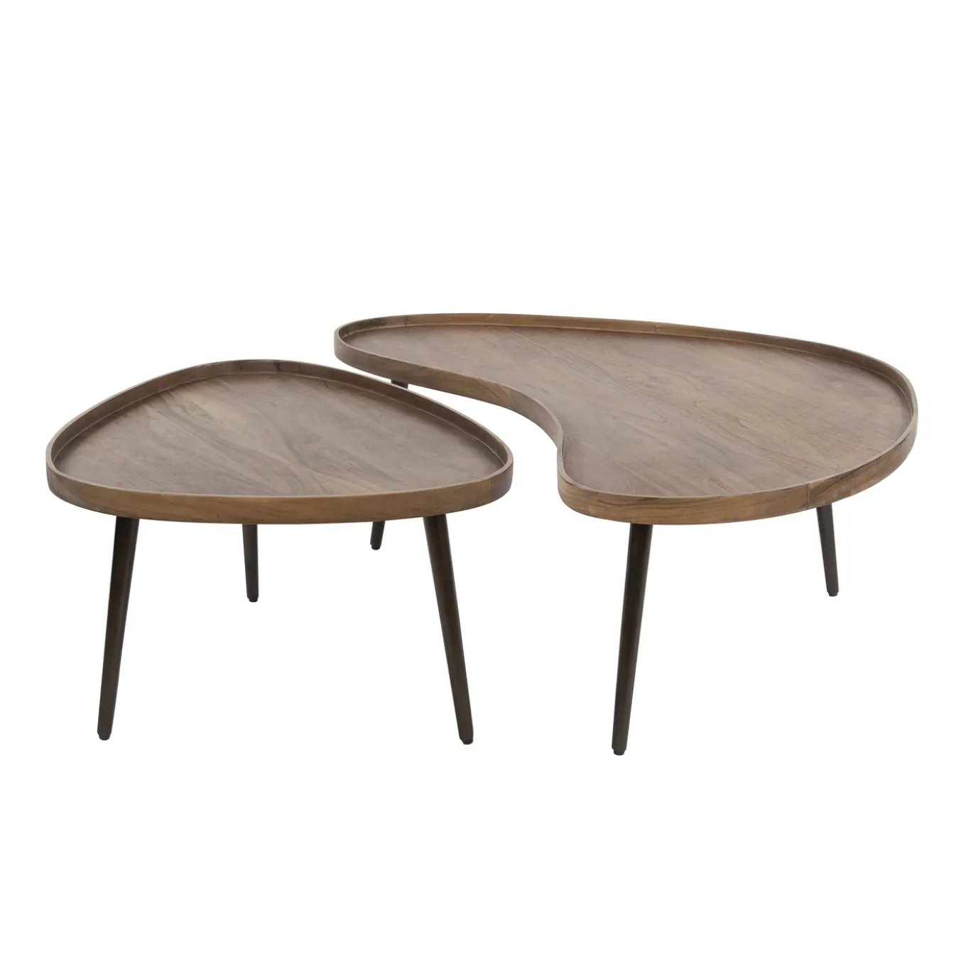 Salontafel Carve Organisch Set Van 2 Massief Acacia Bruin - Giga Meubel