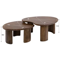 Salontafel Central Acaciahout Bruin Set van 2 - Giga Meubel