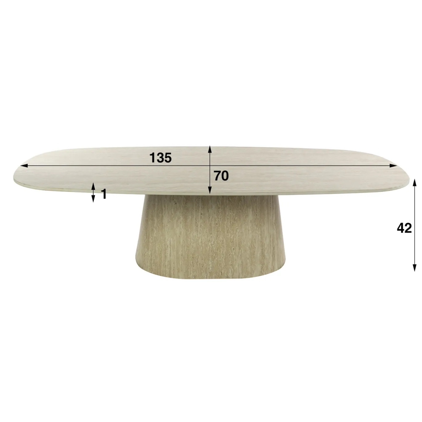 Salontafel Centro 135cm 3D keramiek travertin - Giga Meubel