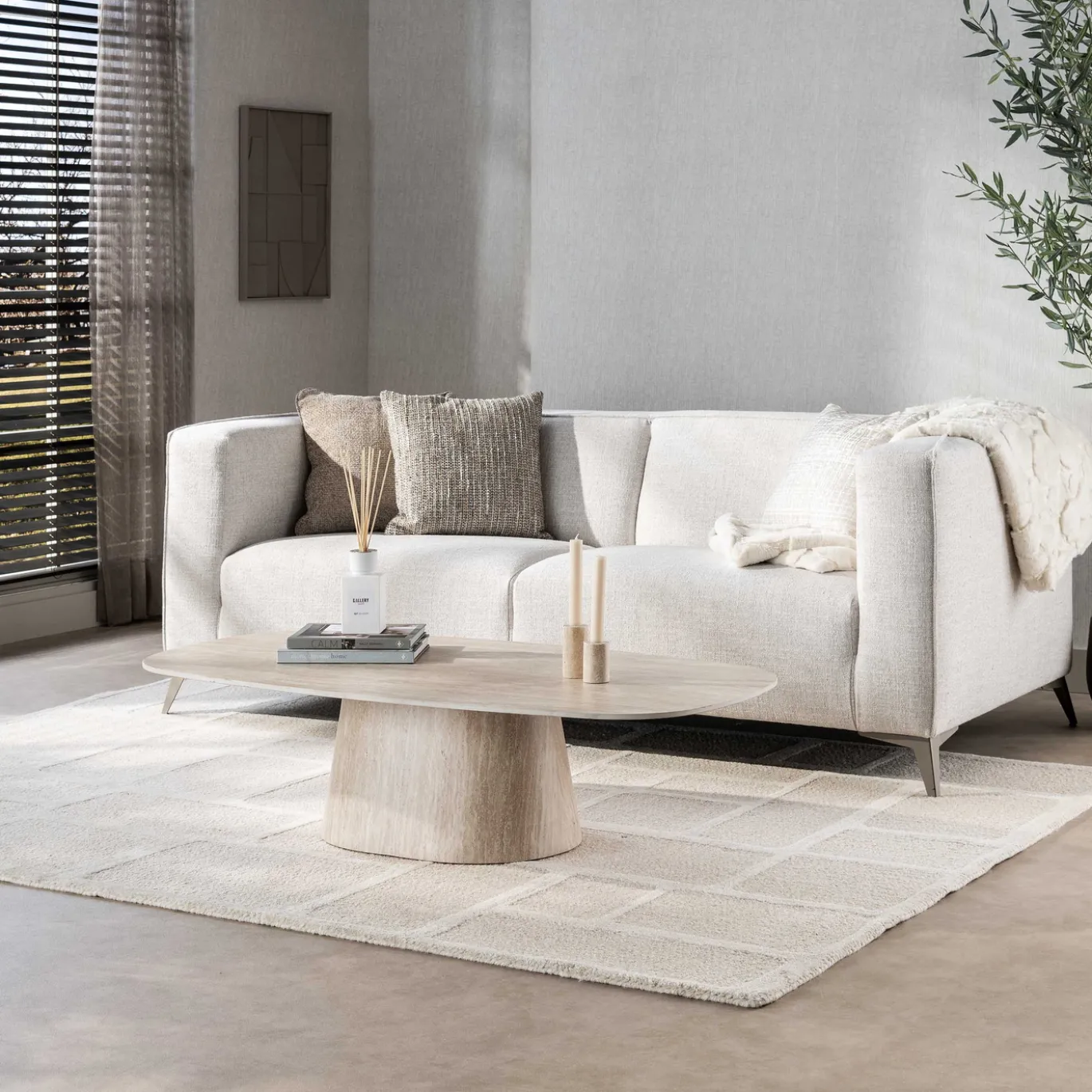 Salontafel Centro 135cm 3D keramiek travertin - Giga Meubel