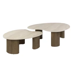 Salontafel Ceramo Aperto Set Van 2 3d Keramiek Travertin - Giga Meubel