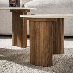 Salontafel Ceramo Aperto Set Van 2 3d Keramiek Travertin - Giga Meubel