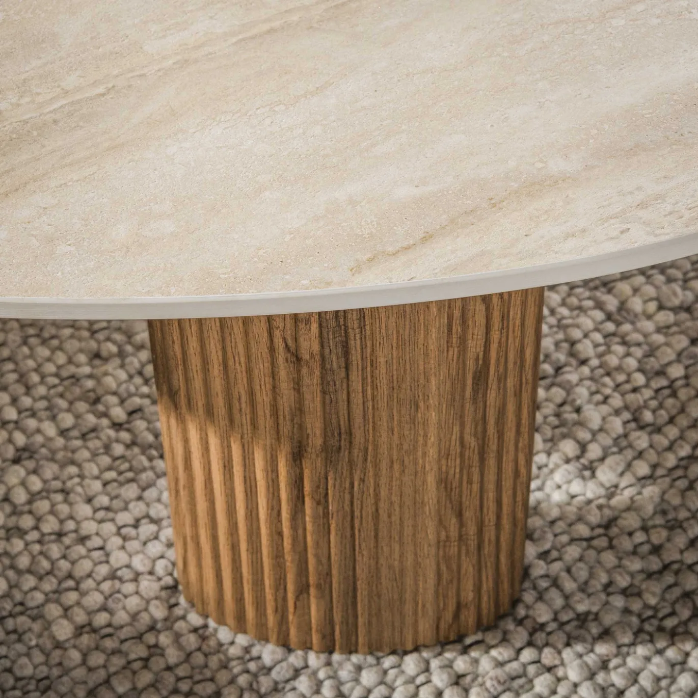 Salontafel Ceramo Aperto Set Van 2 3d Keramiek Travertin - Giga Meubel